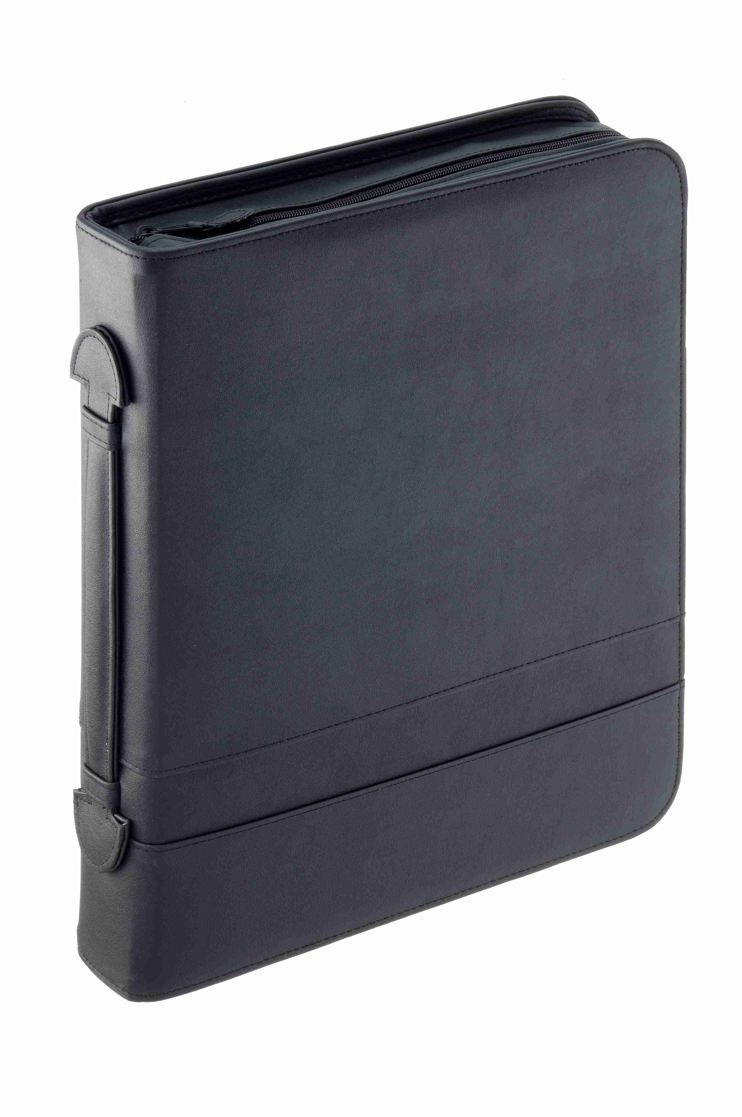 BUSINESS RINGBUCHMAPPE DIN A4 - aus schwarzem Kunstleder, inklusive Dual-Power-Rechner