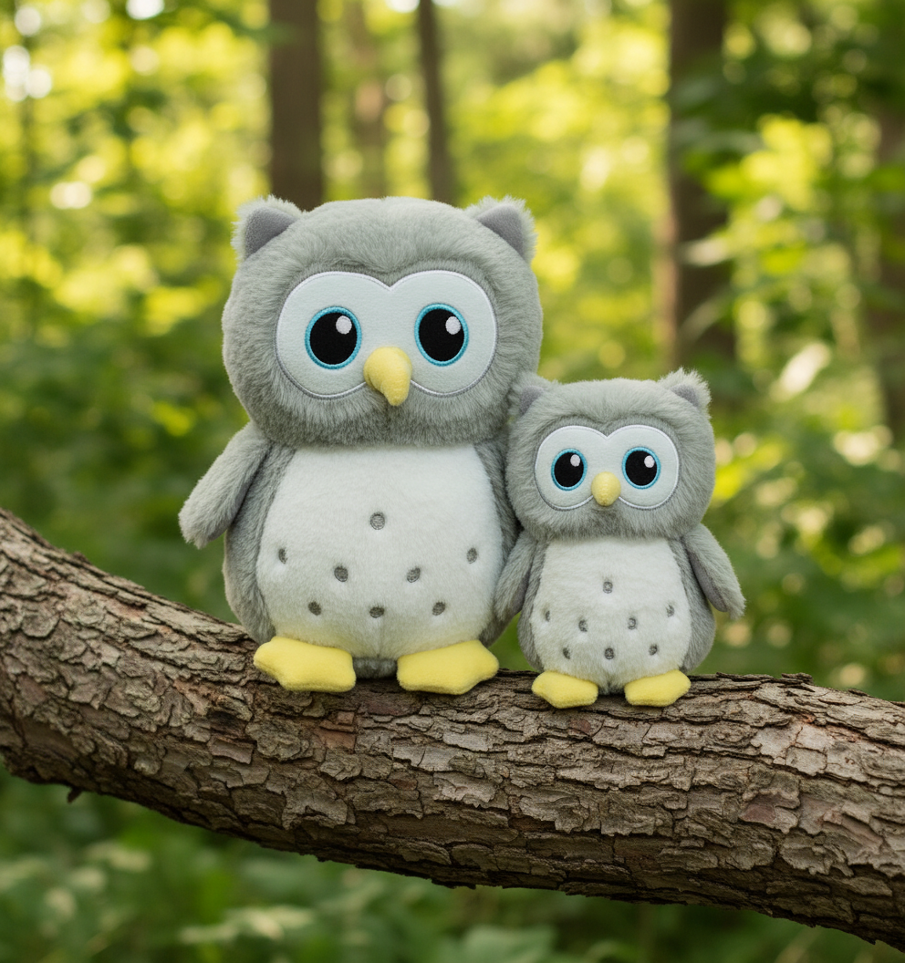 rPET PLÜSCH EULE ELLI LEUCHTFEDER SMALL - 