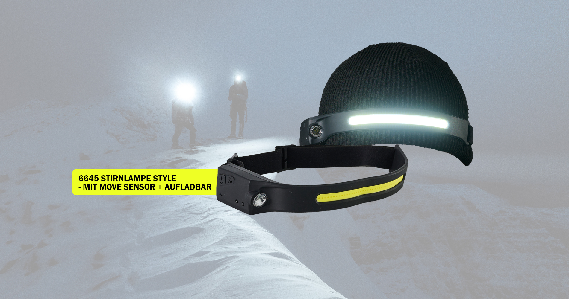 WIEDERAUFLADBARE STIRNLAMPE MIT MOVE SENSOR